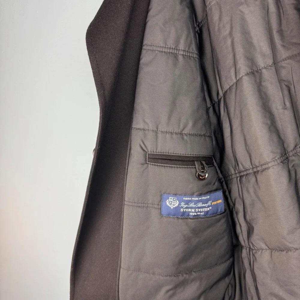 Peter Millar Loro Piana Storm System Coat Men's Medium‎ Black Wool Jacket FLAW